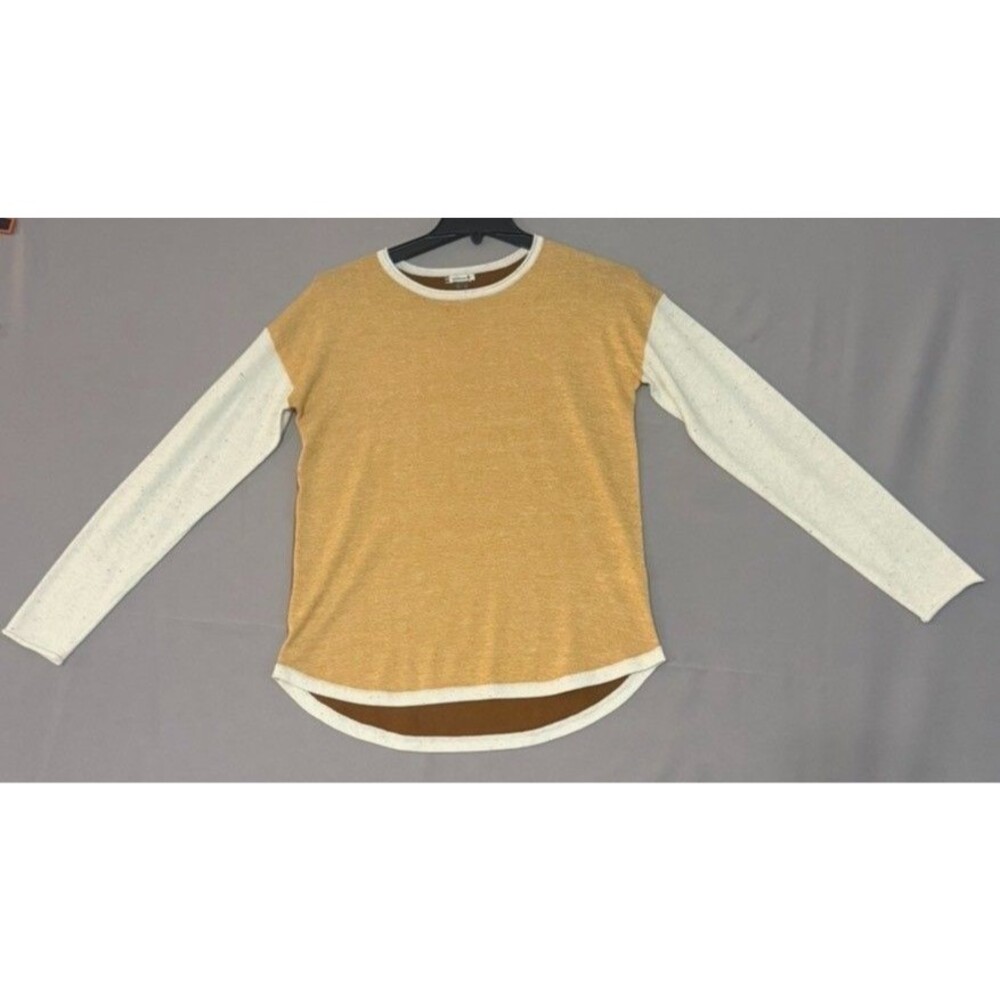Smartwool Womens Long Sleeve Medium Shadow Pine Colorblock Wool Blend Brown Gold